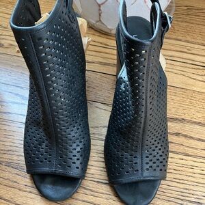 Lucky Brand Black Perforated Heeled Boots